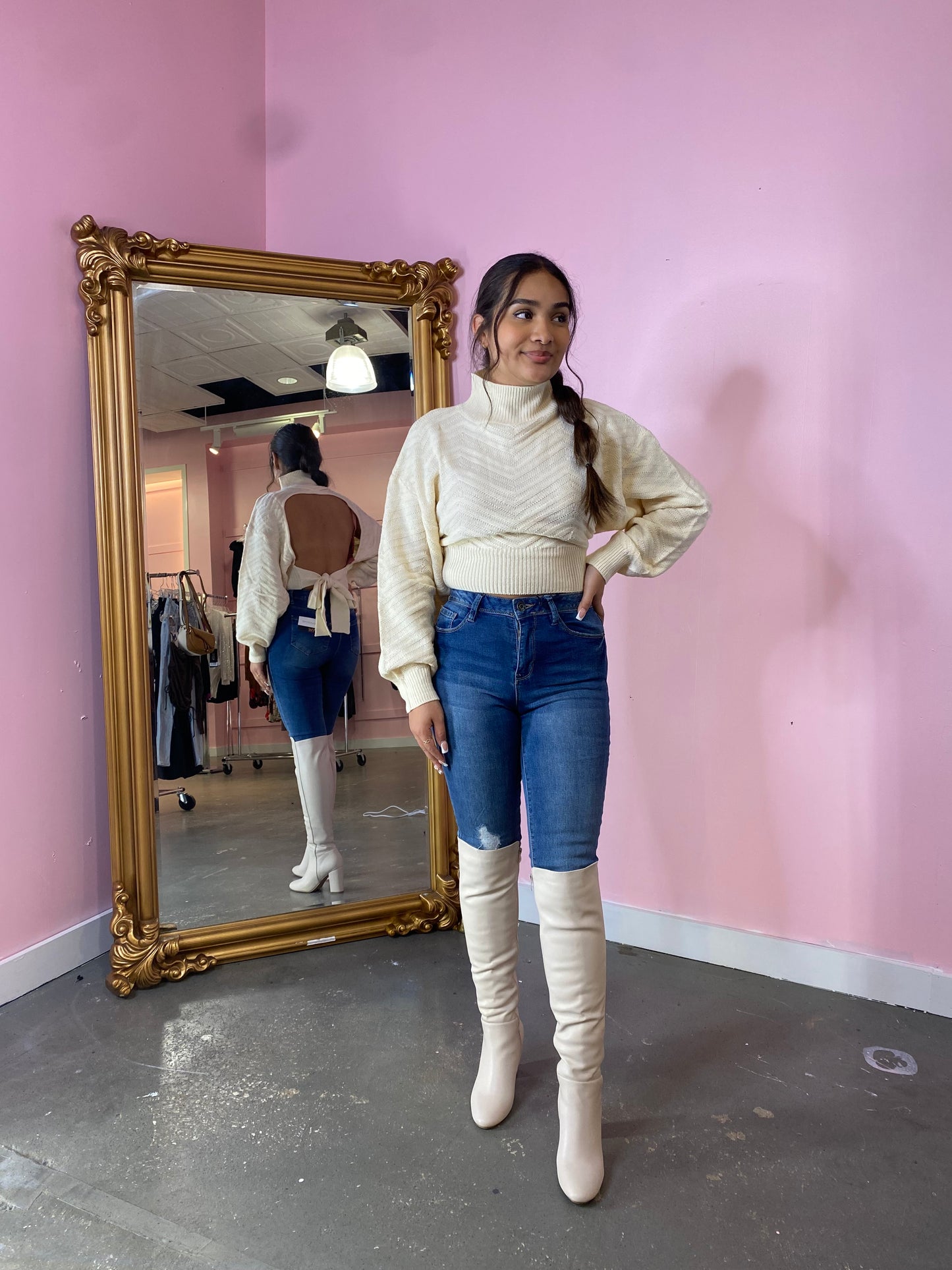 In my Era high rise skinny jeans