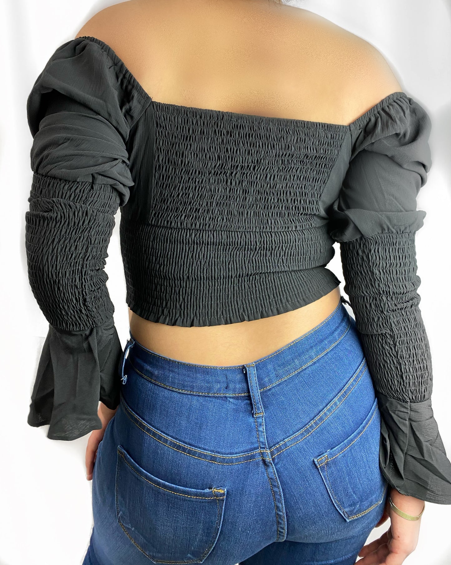 Classy Long-Sleeve Tie Crop Top